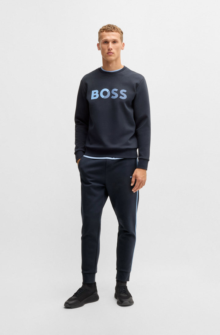 BOSS Sweatshirts Regular Fit in Cotton Mix - SALBO TAPE LOGO 10266755 01-50535117- Concorde Fashion#color_navy-402