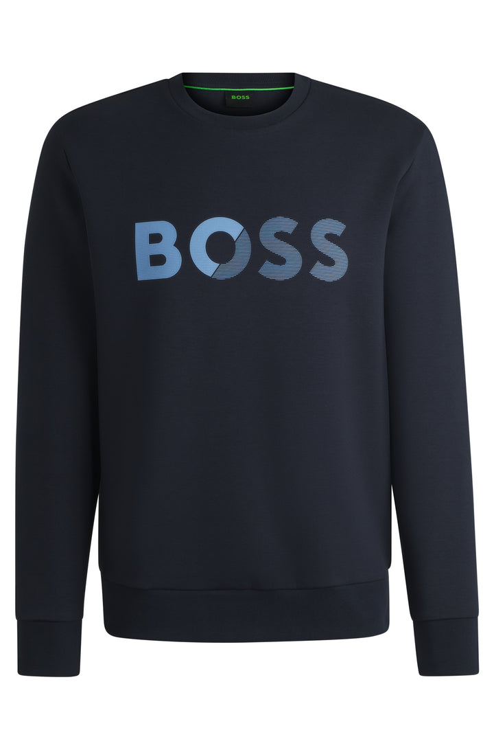 BOSS Sweatshirts Regular Fit in Cotton Mix - SALBO TAPE LOGO 10266755 01-50535117- Concorde Fashion#color_navy-402