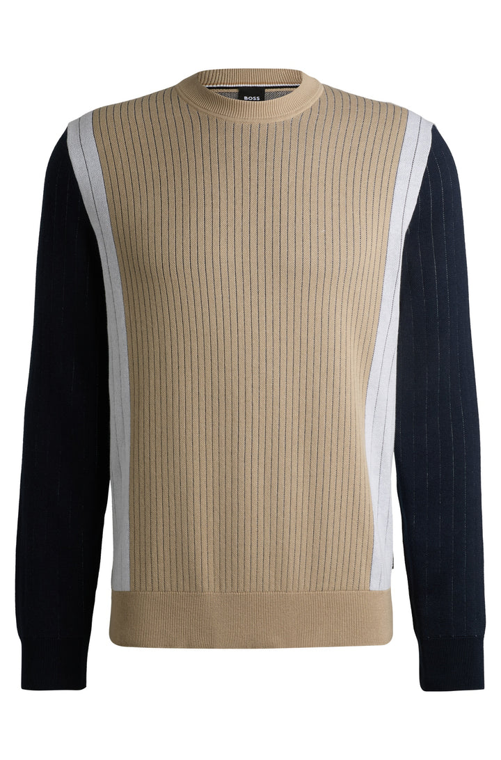 BOSS Sweaters Regular Fit in Cotton - H-BELOY 10267160 01-50531156- Concorde Fashion#color_beige-275
