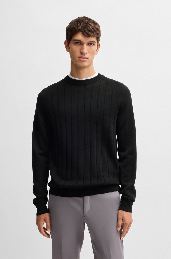 BOSS Sweaters Regular Fit in Wool Mix - H-BELUGO 10267171 01-50531162- Concorde Fashion#color_black-001