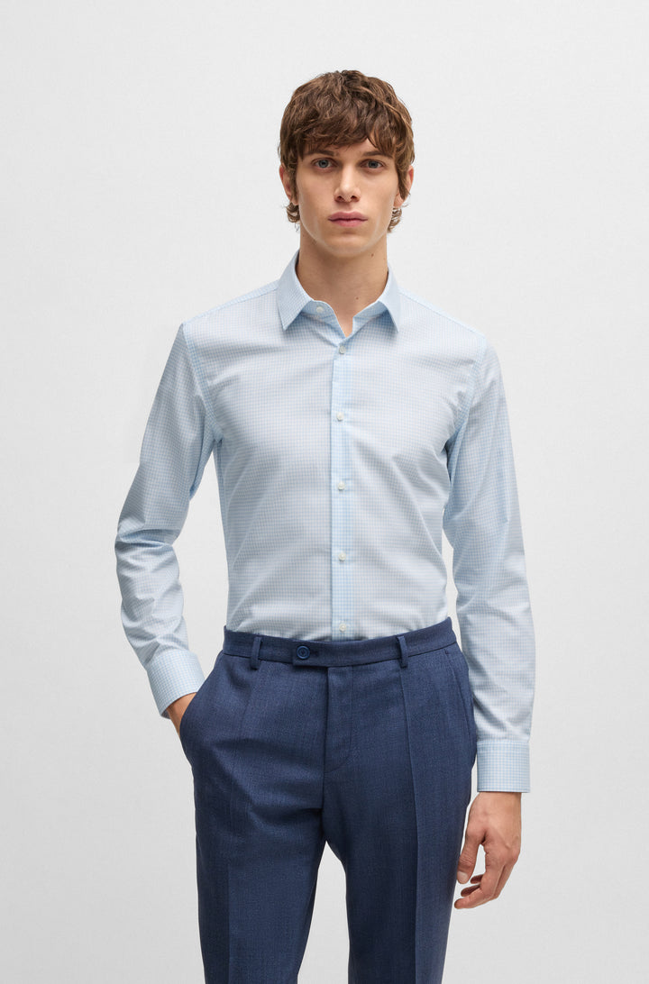 BOSS Formal Shirts Slim Fit in Cotton - P-HANK-S-KENT-C1-222 10268280 01-50533421- Concorde Fashion#color_blue-450