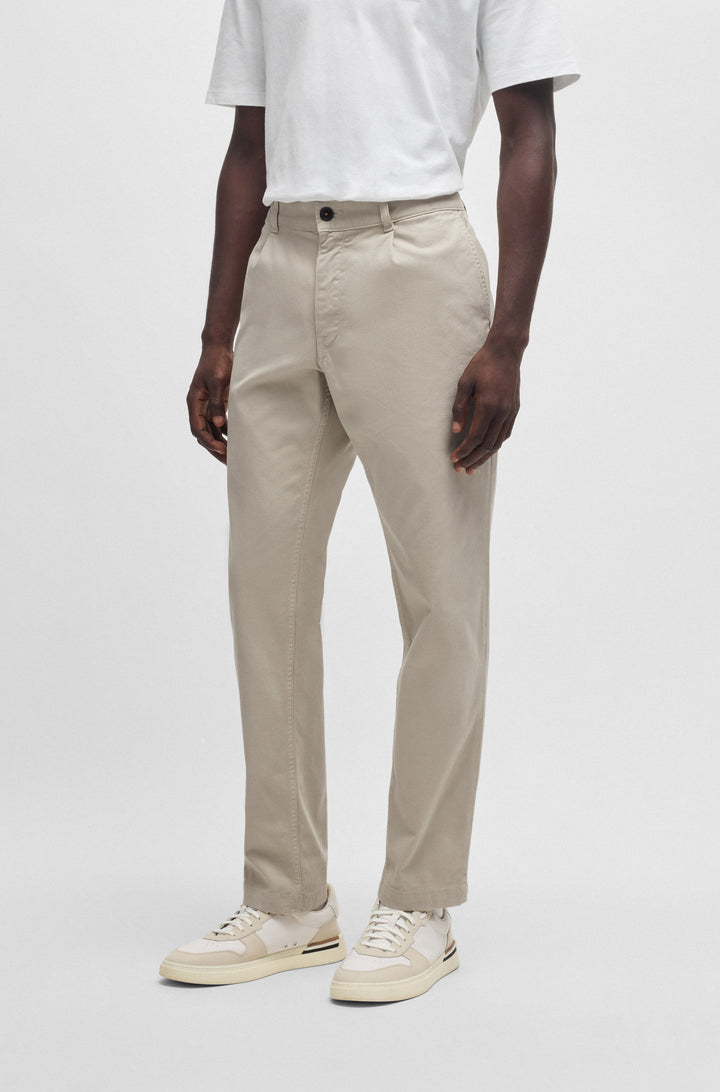 BOSS Trousers Relaxed Fit in Cotton Mix - CHINO-PLEATED 10268637 01-50529308- Concorde Fashion#color_beige-271