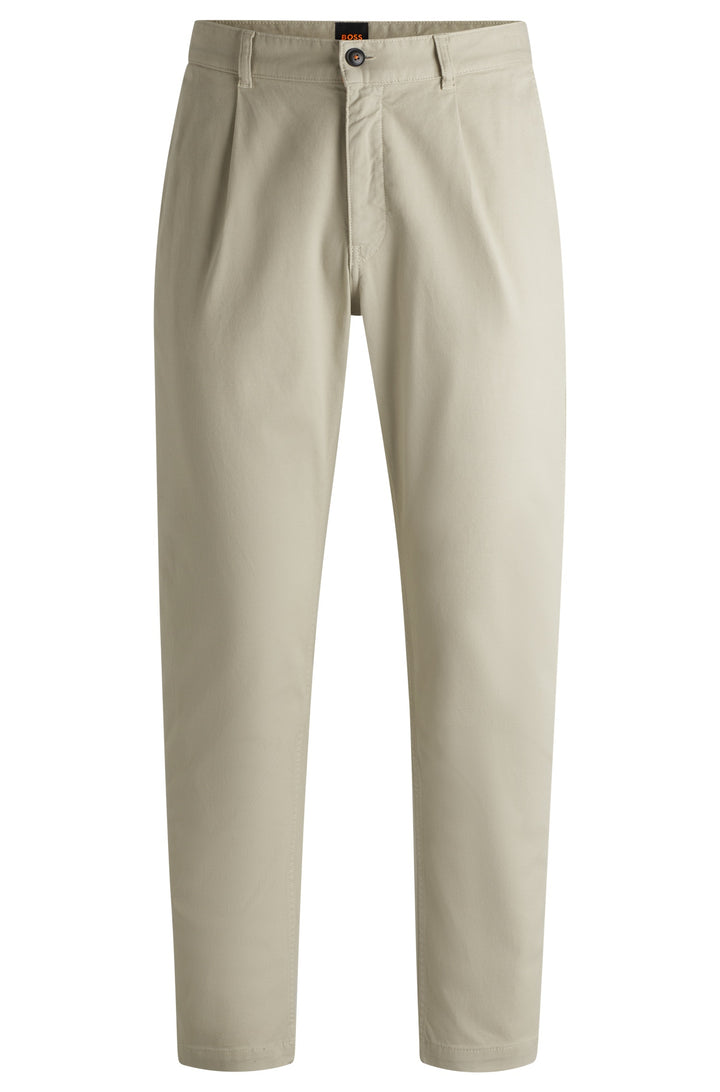 BOSS Trousers Relaxed Fit in Cotton Mix - CHINO-PLEATED 10268637 01-50529308- Concorde Fashion#color_beige-271