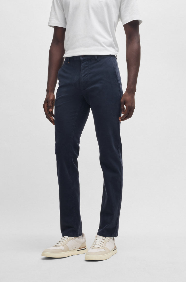 BOSS Trousers Slim Fit in Cotton Mix - CHINO_SLIM 10268652 01-50533903- Concorde Fashion#color_navy-404