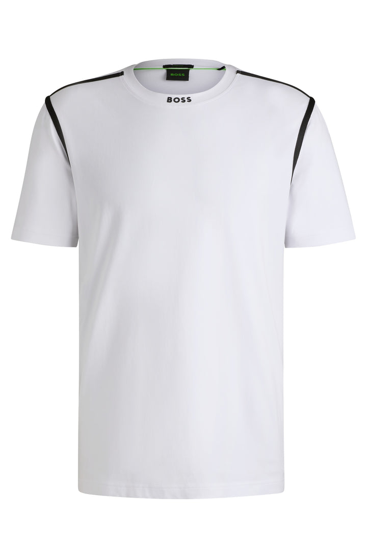 BOSS T-Shirts Regular Fit in Cotton Mix - TEE TAPE 10268875 01-50531230- Concorde Fashion#color_white-100