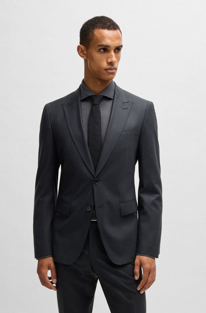 BOSS Suits Slim Fit in Wool Mix - H-HUGE-2PCS-PEAK-242 10269019 01-50534913- Concorde Fashion#color_black-001