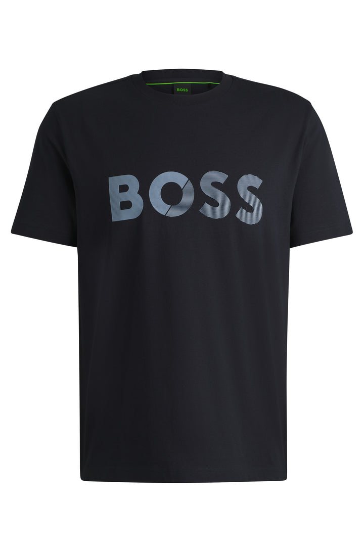 BOSS T-Shirts Regular Fit in Cotton - TEE TAPE LOGO 10269604 01-50530990- Concorde Fashion#color_navy-402