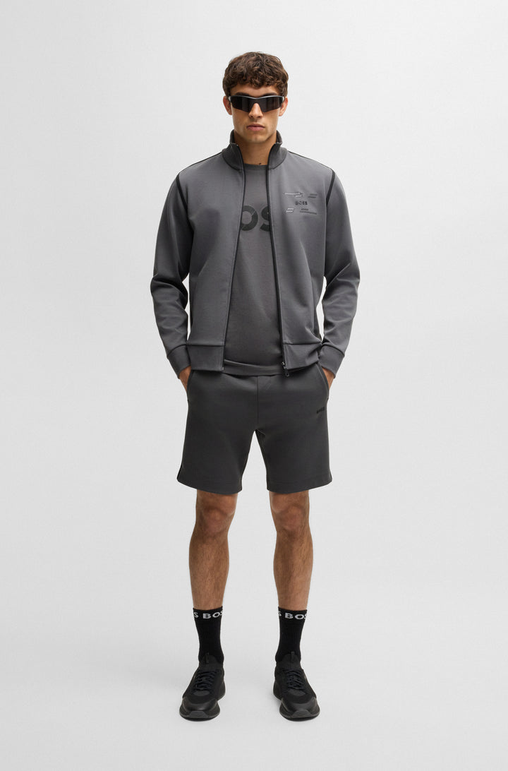 BOSS T-Shirts Regular Fit in Cotton - TEE TAPE LOGO 10269604 01-50530990- Concorde Fashion#color_grey-027