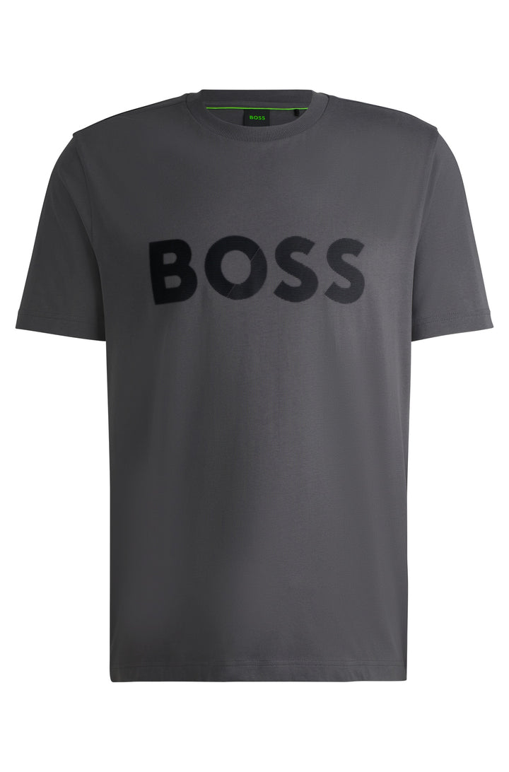 BOSS T-Shirts Regular Fit in Cotton - TEE TAPE LOGO 10269604 01-50530990- Concorde Fashion#color_grey-027