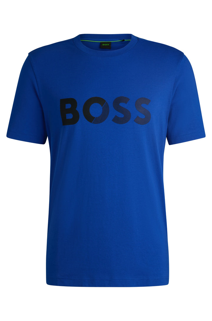 BOSS T-Shirts Regular Fit in Cotton - TEE TAPE LOGO 10269604 01-50530990- Concorde Fashion#color_blue-424