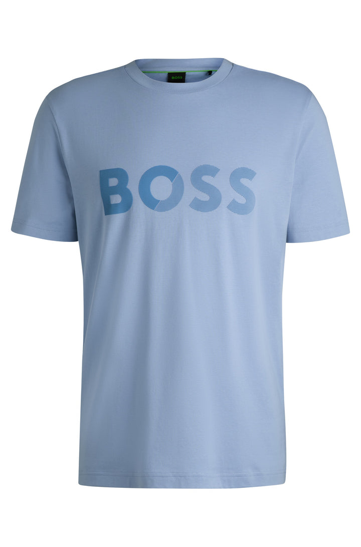 BOSS T-Shirts Regular Fit in Cotton - TEE TAPE LOGO 10269604 01-50530990- Concorde Fashion#color_blue-498