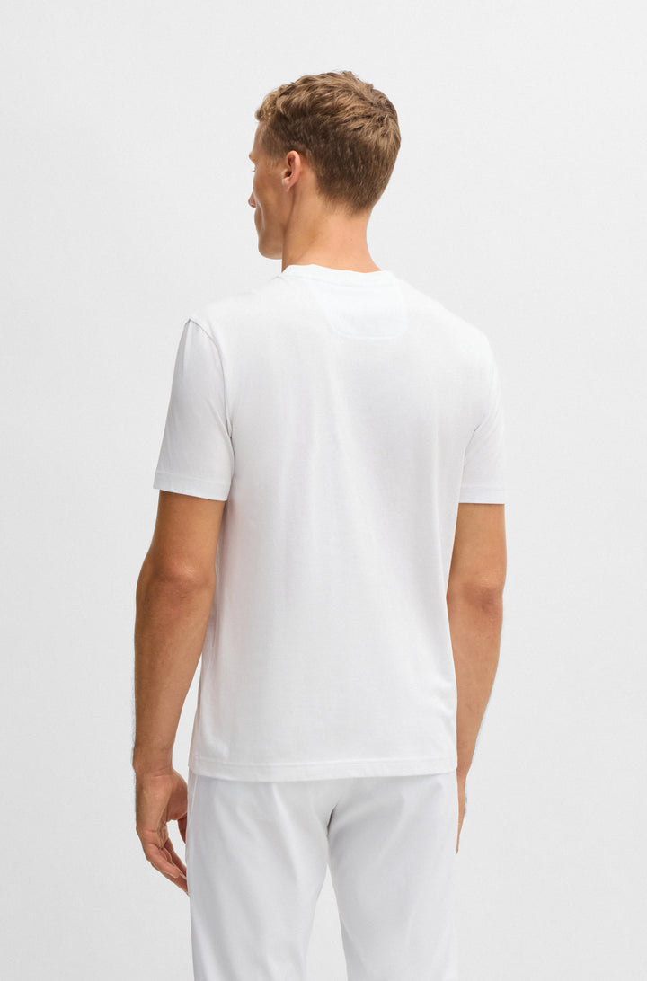 BOSS T-Shirts Regular Fit in Cotton - TEE TAPE LOGO 10269604 01-50530990- Concorde Fashion#color_white-100