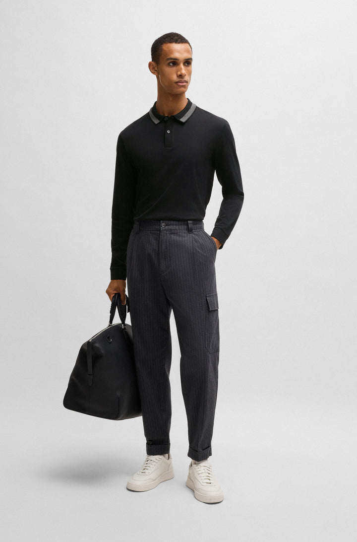 BOSS Polos Slim Fit in Cotton - H-PLEINS 199 10269639 01-50531787- Concorde Fashion#color_black-001