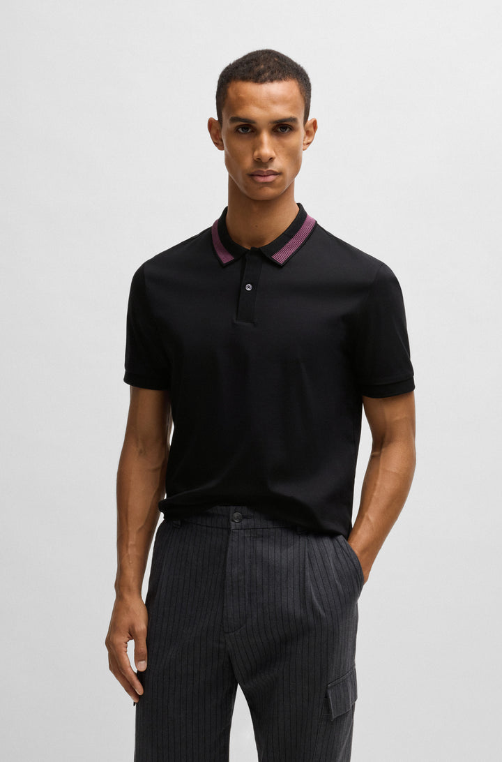 BOSS Polos Slim Fit in Cotton - H-PHILLIPSON 199 10269639 01-50531791- Concorde Fashion#color_black-001