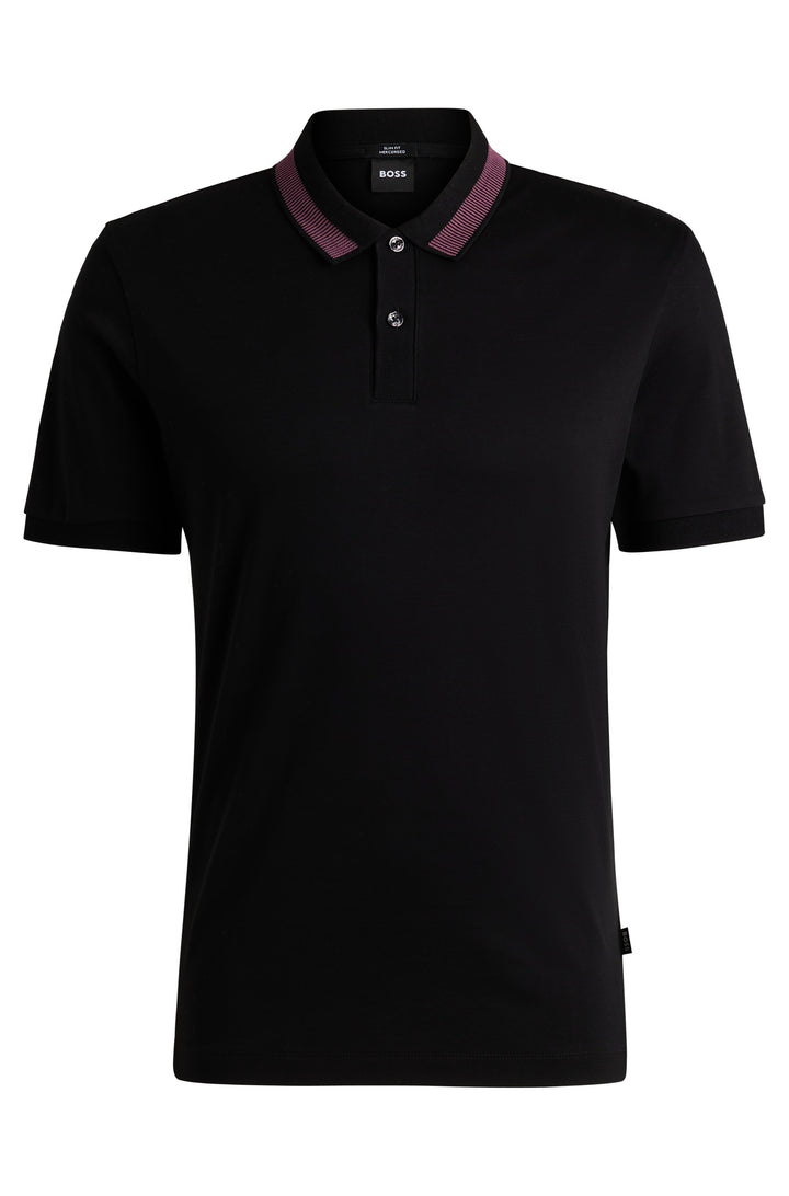 BOSS Polos Slim Fit in Cotton - H-PHILLIPSON 199 10269639 01-50531791- Concorde Fashion#color_black-001