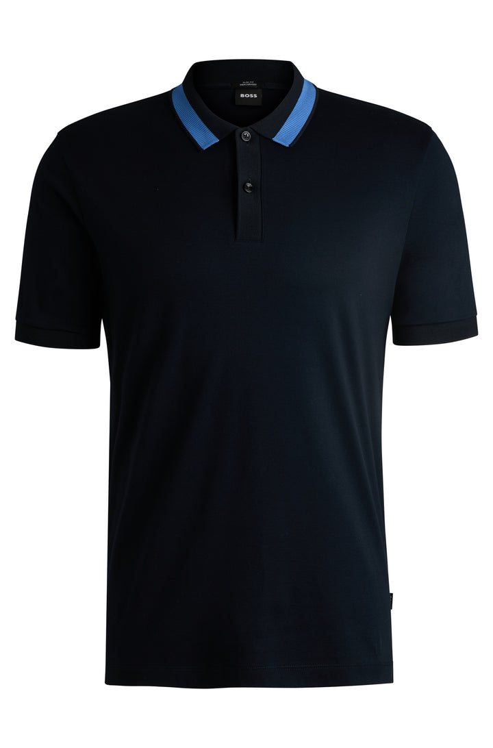 BOSS Polos Slim Fit in Cotton - H-PHILLIPSON 199 10269639 01-50531791- Concorde Fashion#color_navy-404
