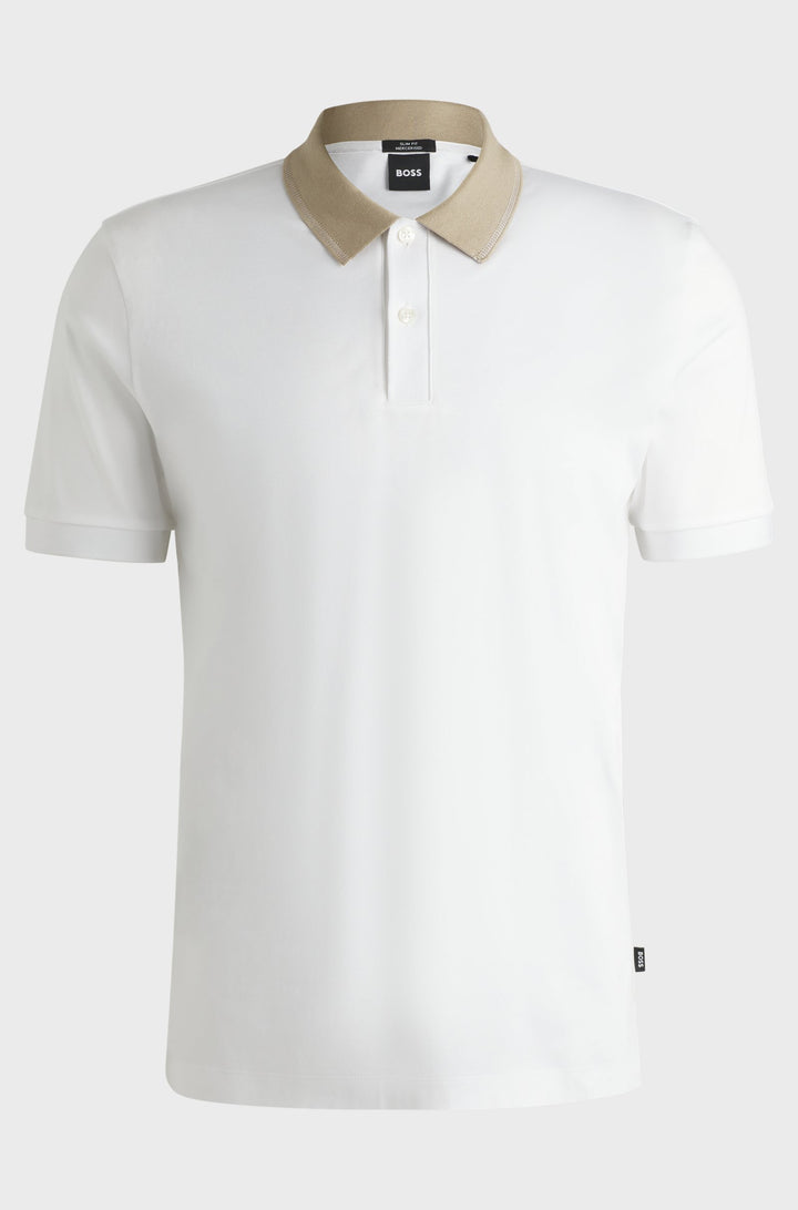 BOSS Polos Slim Fit in Cotton - H-PHILLIPSON 199 10269639 01-50531791- Concorde Fashion#color_white-101