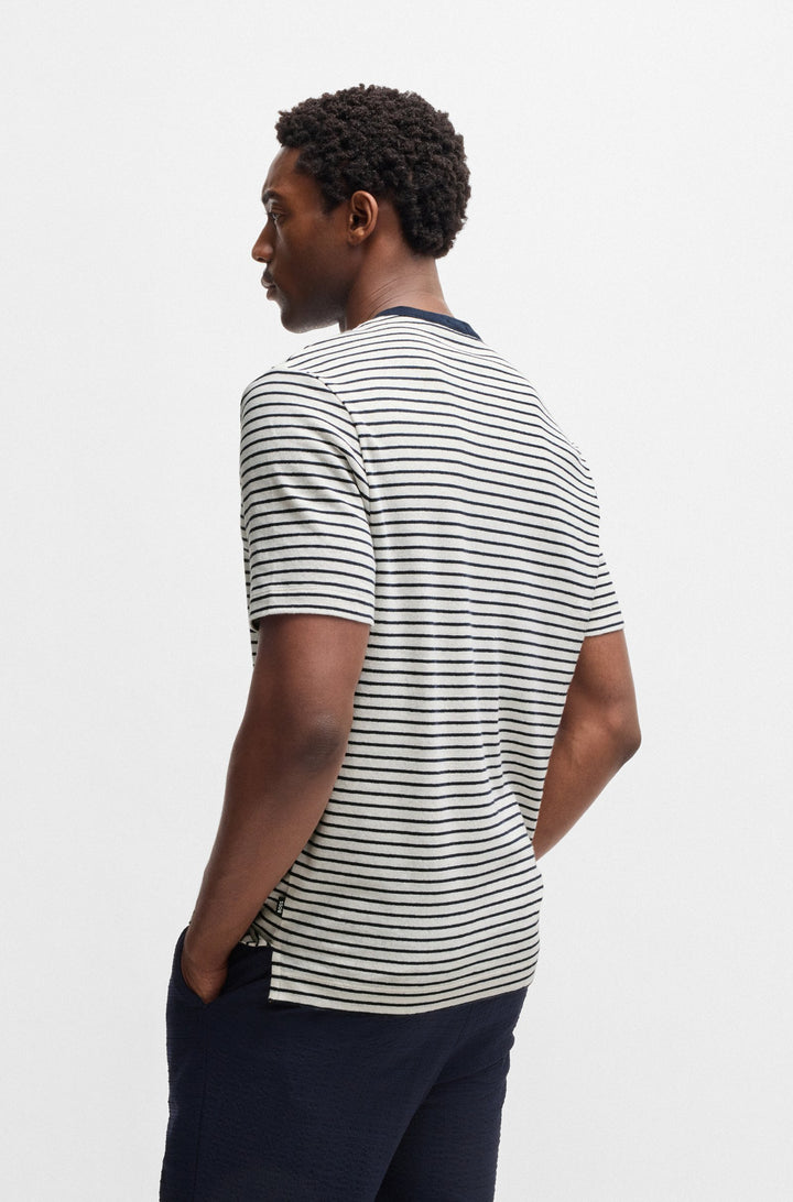 BOSS T-Shirts Regular Fit in Cotton Mix - H-TAUT 28 10270466 01-50537498- Concorde Fashion#color_navy-405