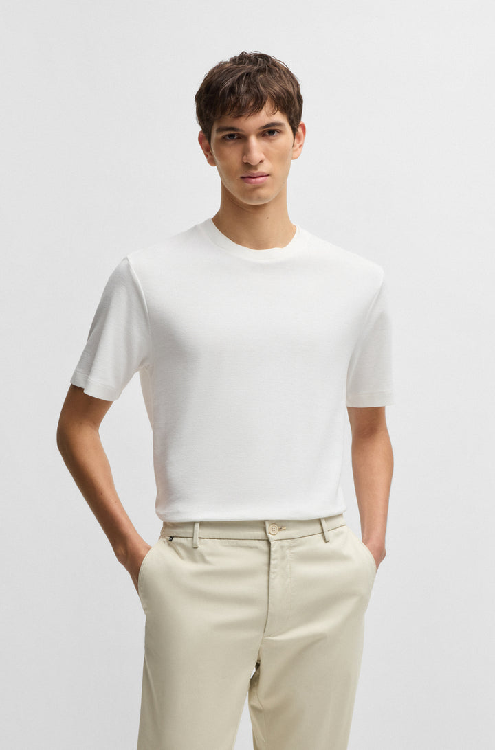 BOSS T-Shirts Regular Fit in Cotton Mix - H-THOMPSON 120 10271422 01-50536795- Concorde Fashion#color_white-100