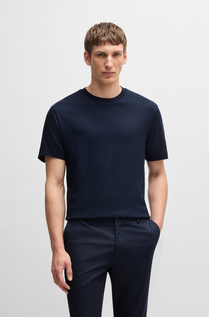 BOSS T-Shirts Regular Fit in Silk Mix - P-THOMPSON 52 10271425 01-50536636- Concorde Fashion#color_navy-404