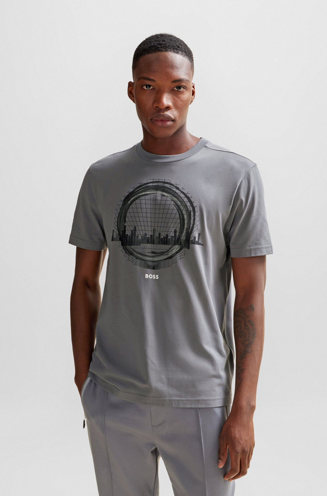 BOSS Regular Fit T-Shirts in Cotton Mix - TEE 8 10110340 01-50506372- Concorde Fashion#color_grey-036