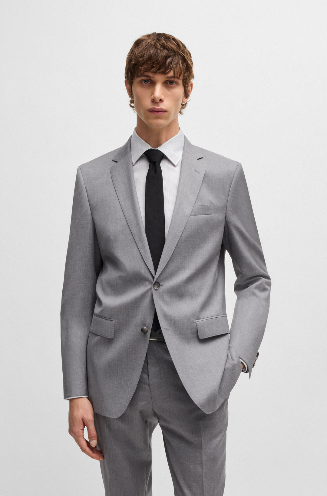 BOSS Suits Slim Fit in Wool - H-HUGE-2PCS-224 10189044 01-50479561- Concorde Fashion#color_grey-032