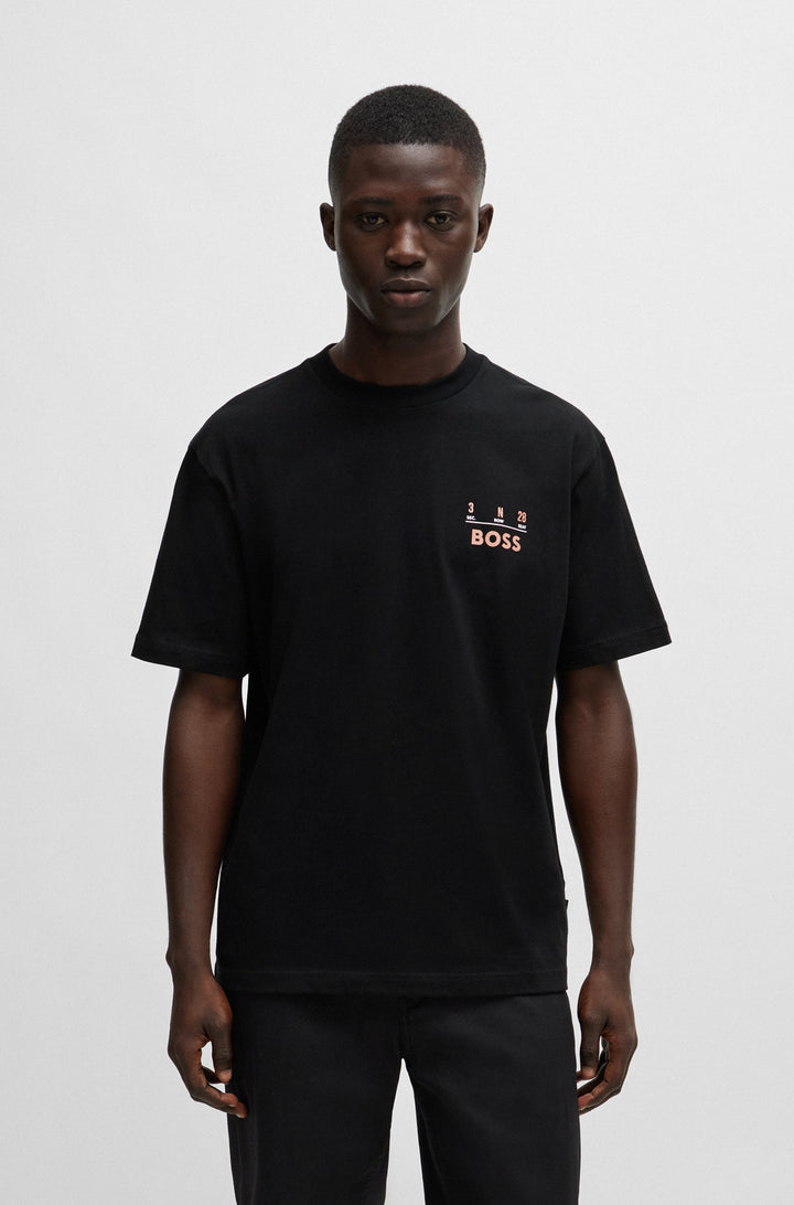 BOSS Relaxed Fit T-Shirts in Cotton - TE_RECORDS 10189487 01-50515553- Concorde Fashion#color_black-001