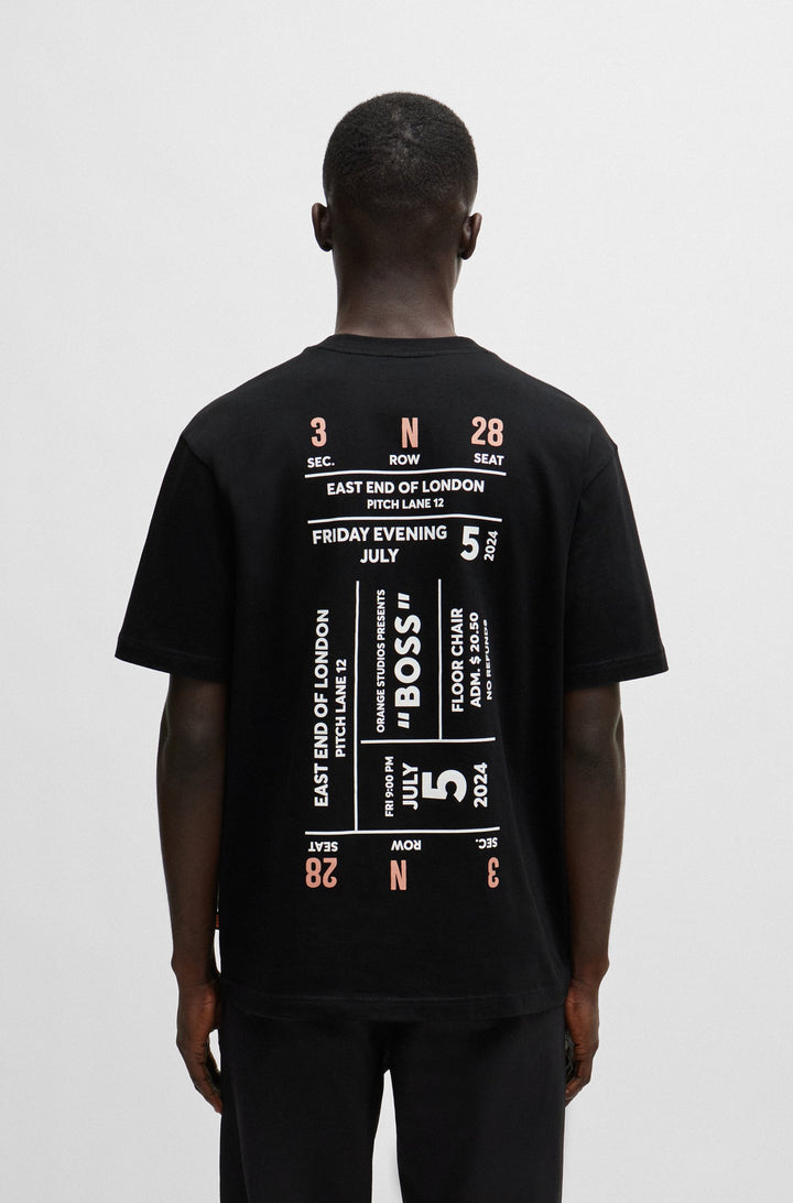 BOSS Relaxed Fit T-Shirts in Cotton - TE_RECORDS 10189487 01-50515553- Concorde Fashion#color_black-001