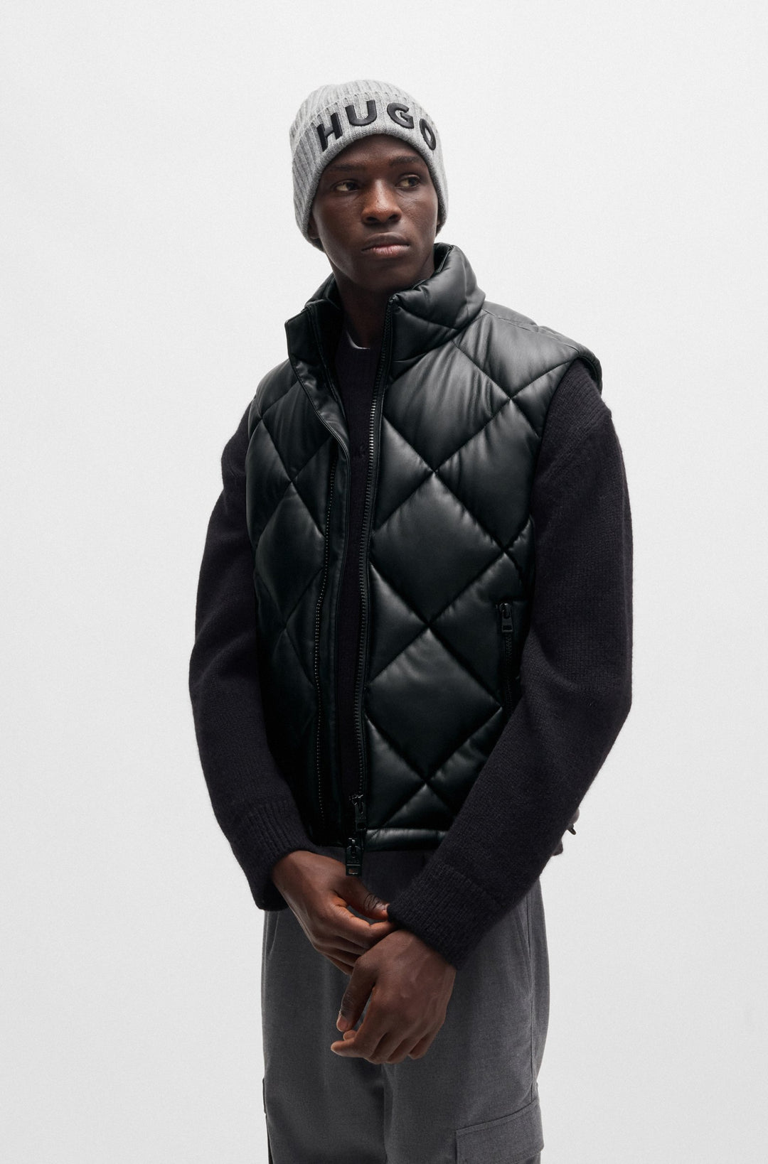 HUGO Vests Regular Fit in Polyester - BORINTINO2441 10194301 01-50527323- Concorde Fashion#color_black-001