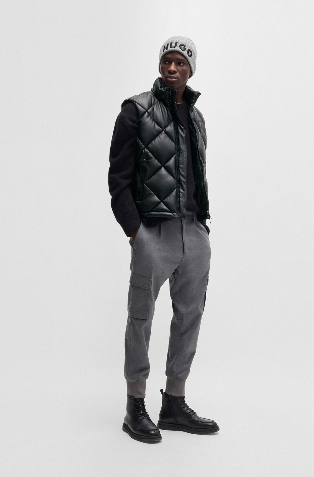 HUGO Vests Regular Fit in Polyester - BORINTINO2441 10194301 01-50527323- Concorde Fashion#color_black-001