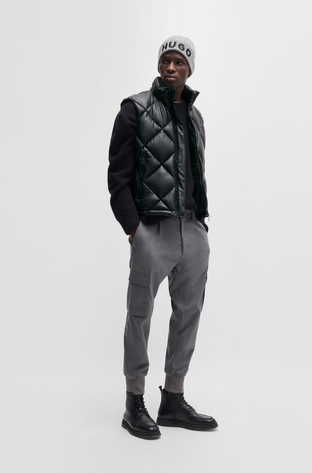 HUGO Vests Regular Fit in Polyester - BORINTINO2441 10194301 01-50527323- Concorde Fashion#color_black-001