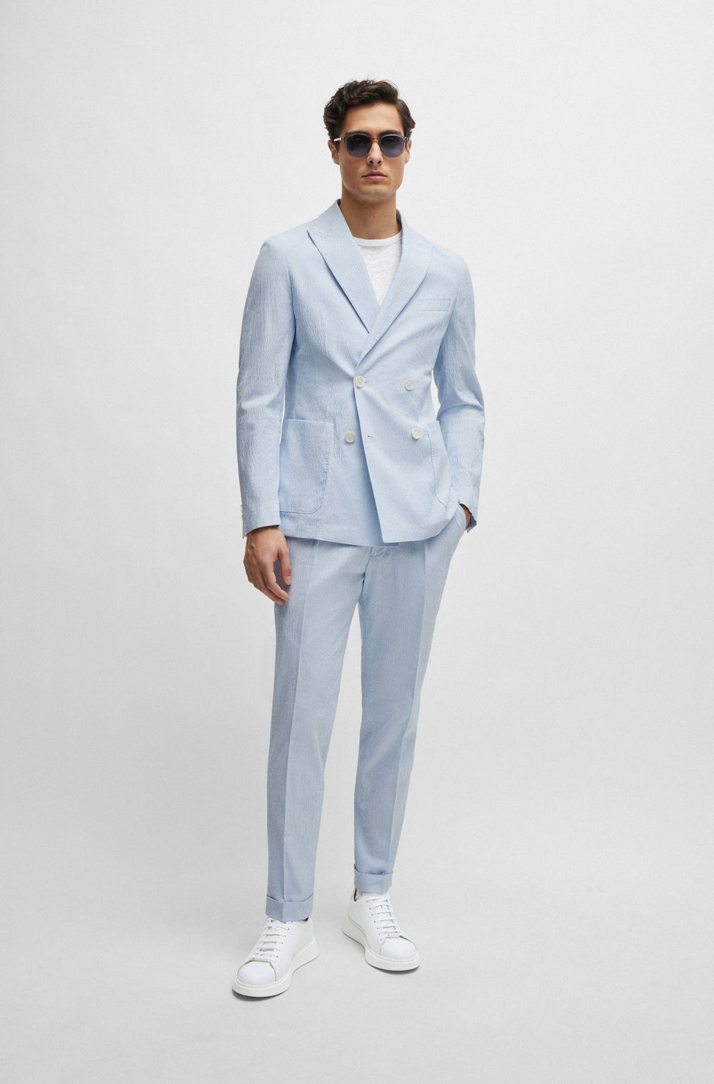 BOSS Slim Fit Suits in Cotton Mix - C-HANRY-2PCS-DB-242 10205332 01-50514676- Concorde Fashion#color_blue-450