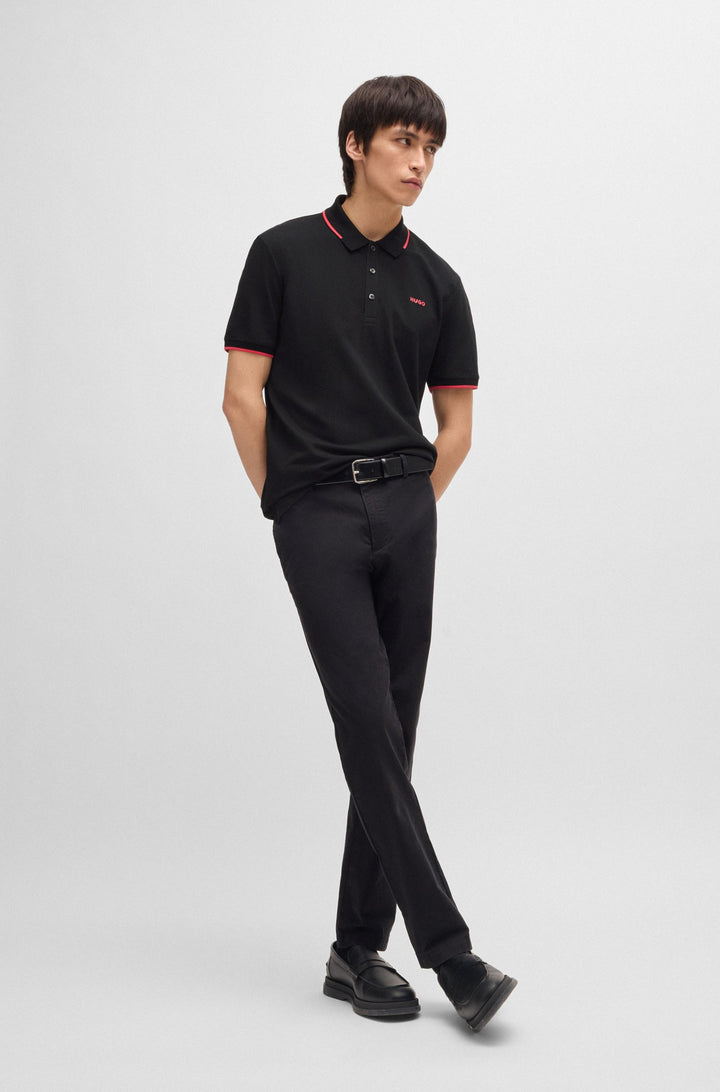 HUGO Polos Slim Fit in Cotton Mix - DINOSO222 10205383 01-50467344- Concorde Fashion#color_black-001