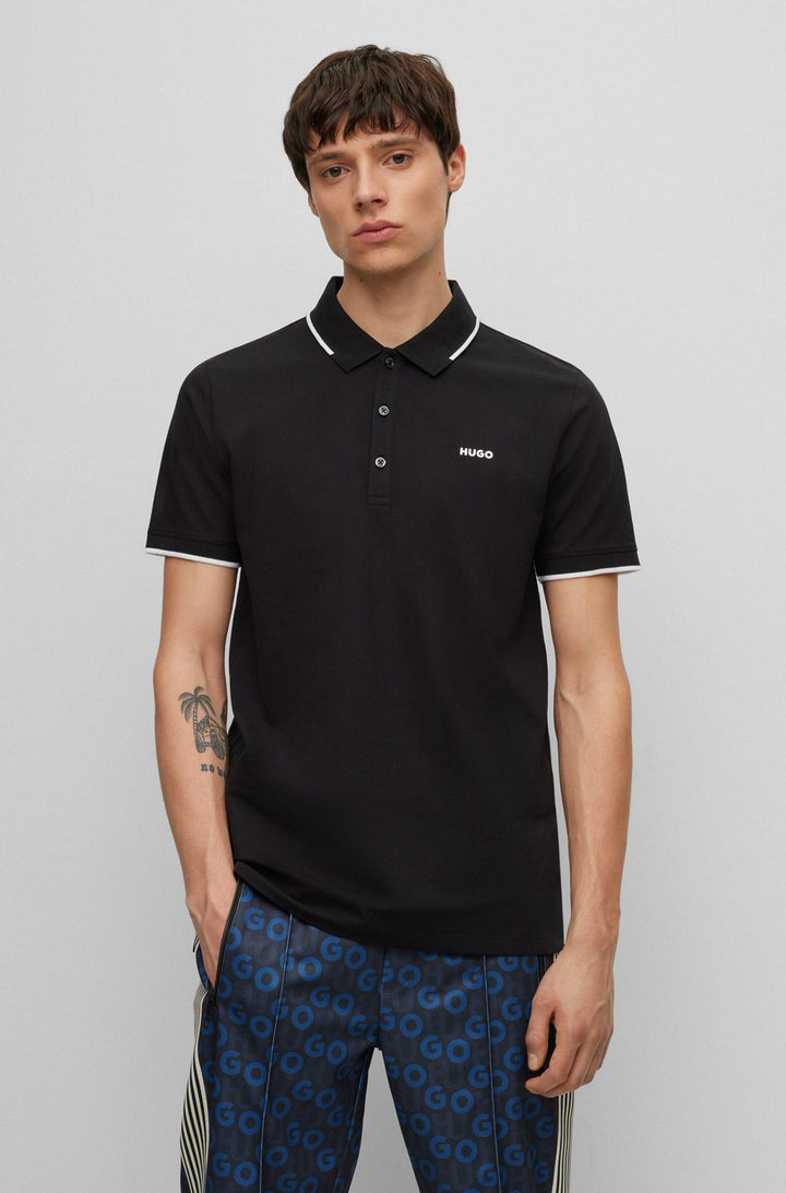 HUGO Polos Slim Fit in Cotton Mix - DINOSO222 10205383 01-50467344- Concorde Fashion#color_black-002