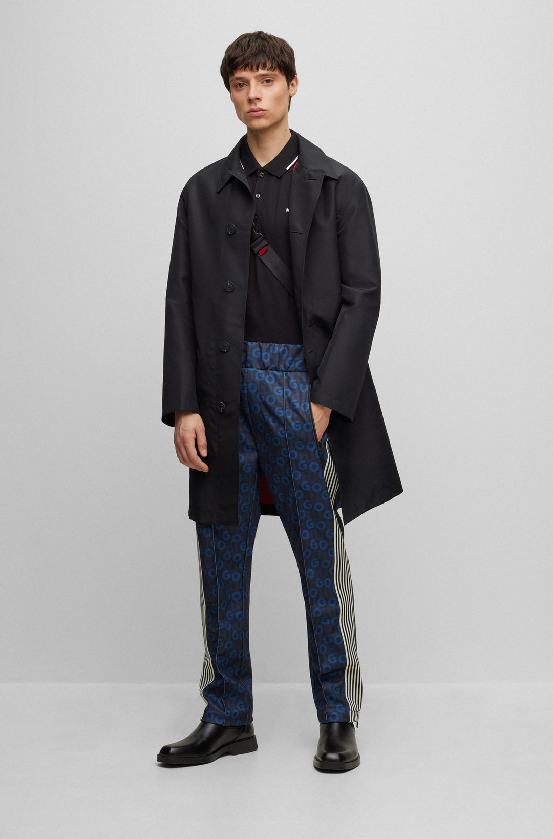 HUGO Polos Slim Fit in Cotton Mix - DINOSO222 10205383 01-50467344- Concorde Fashion#color_black-002