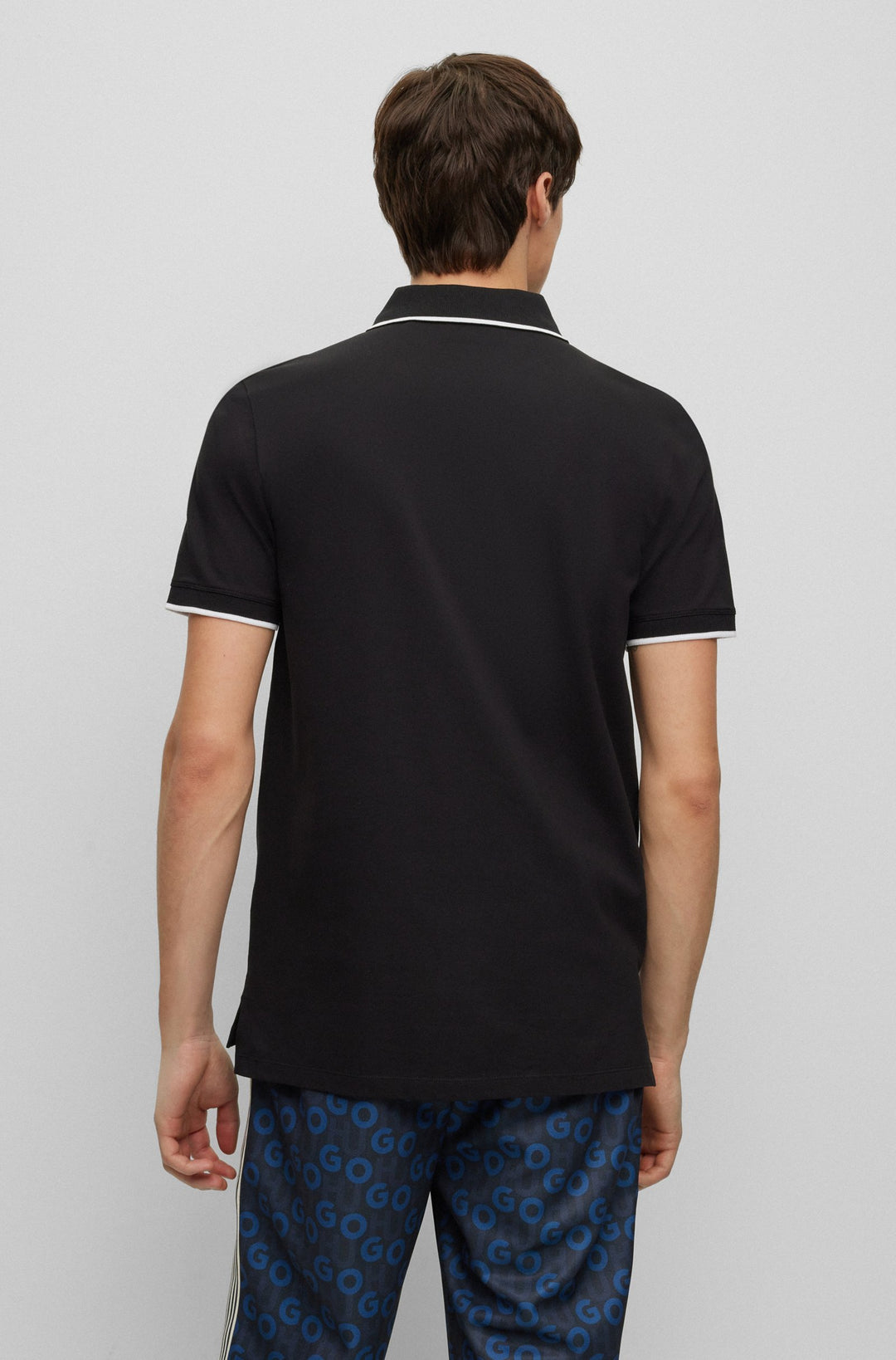 HUGO Polos Slim Fit in Cotton Mix - DINOSO222 10205383 01-50467344- Concorde Fashion#color_black-002