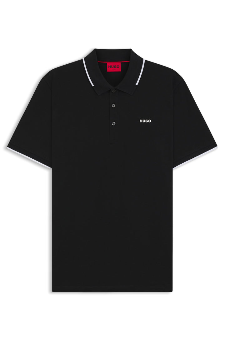HUGO Polos Slim Fit in Cotton Mix - DINOSO222 10205383 01-50467344- Concorde Fashion#color_black-002