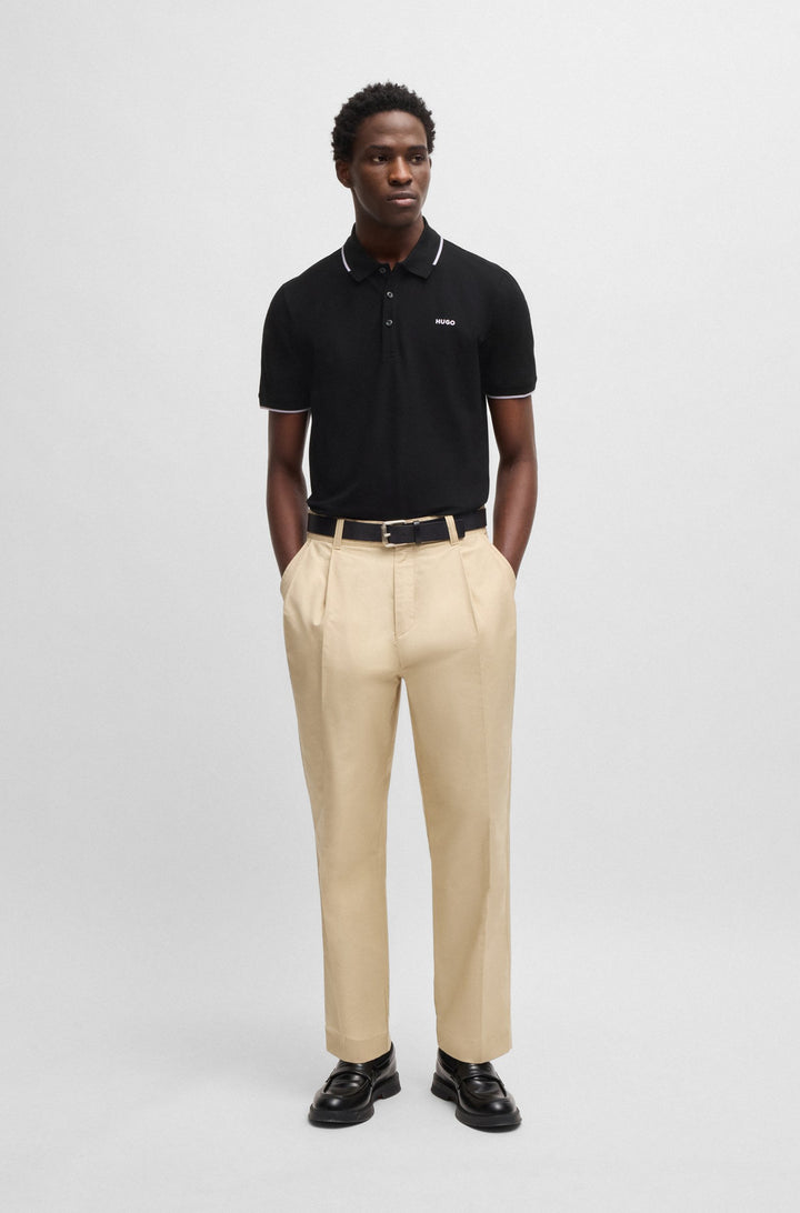 HUGO Polos Slim Fit in Cotton Mix - DINOSO222 10205383 01-50467344- Concorde Fashion#color_black-003