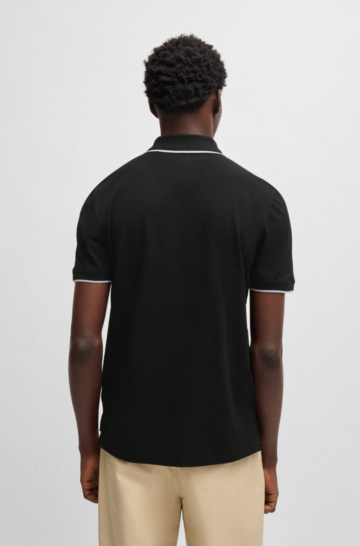 HUGO Polos Slim Fit in Cotton Mix - DINOSO222 10205383 01-50467344- Concorde Fashion#color_black-003