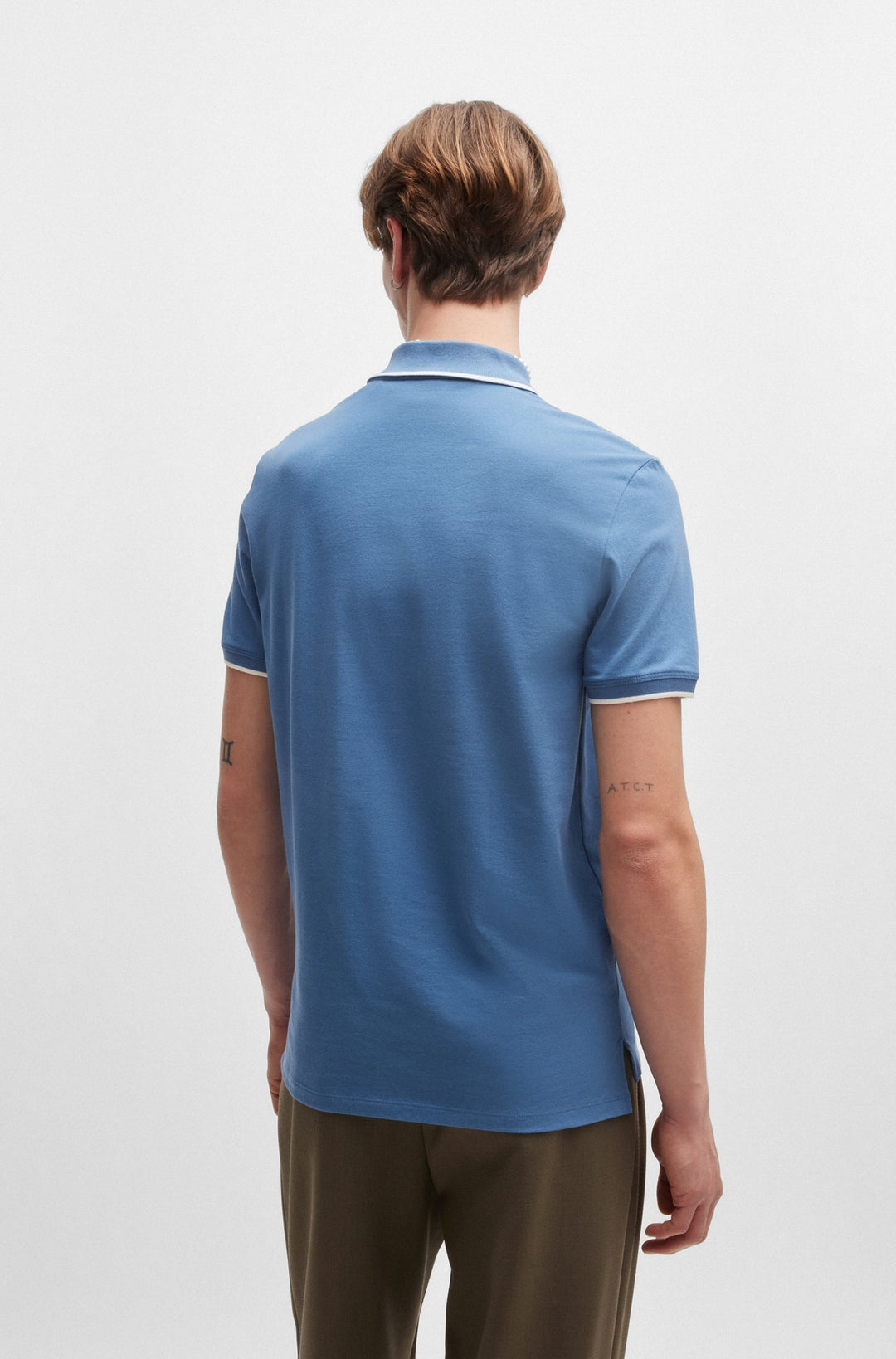 HUGO Polos Slim Fit in Cotton Mix - DINOSO222 10205383 01-50467344- Concorde Fashion#color_blue-427