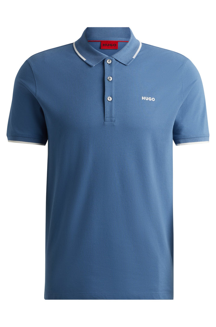HUGO Polos Slim Fit in Cotton Mix - DINOSO222 10205383 01-50467344- Concorde Fashion#color_blue-427