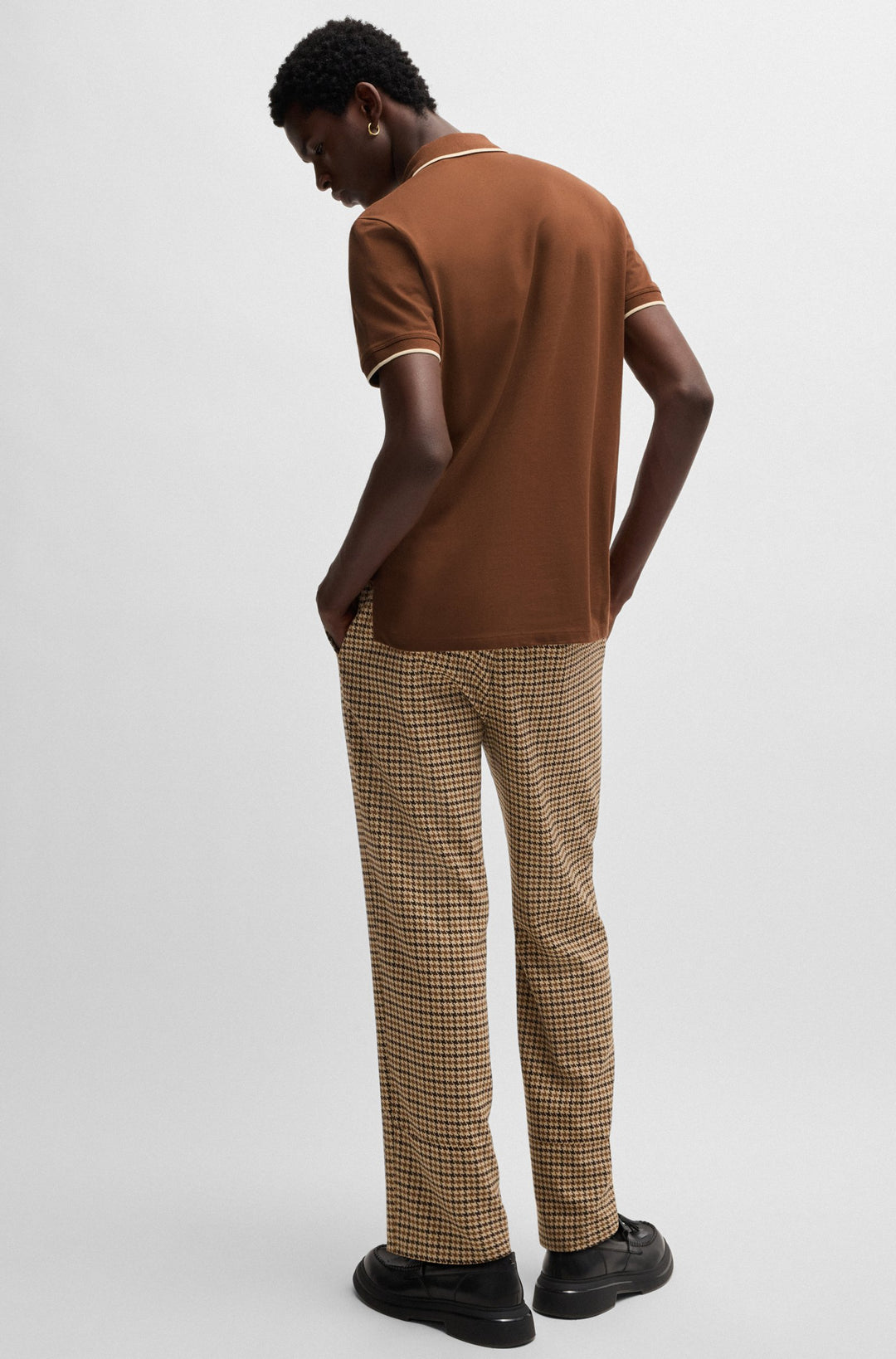 HUGO Polos Slim Fit in Cotton Mix - DINOSO222 10205383 01-50467344- Concorde Fashion#color_brown-212