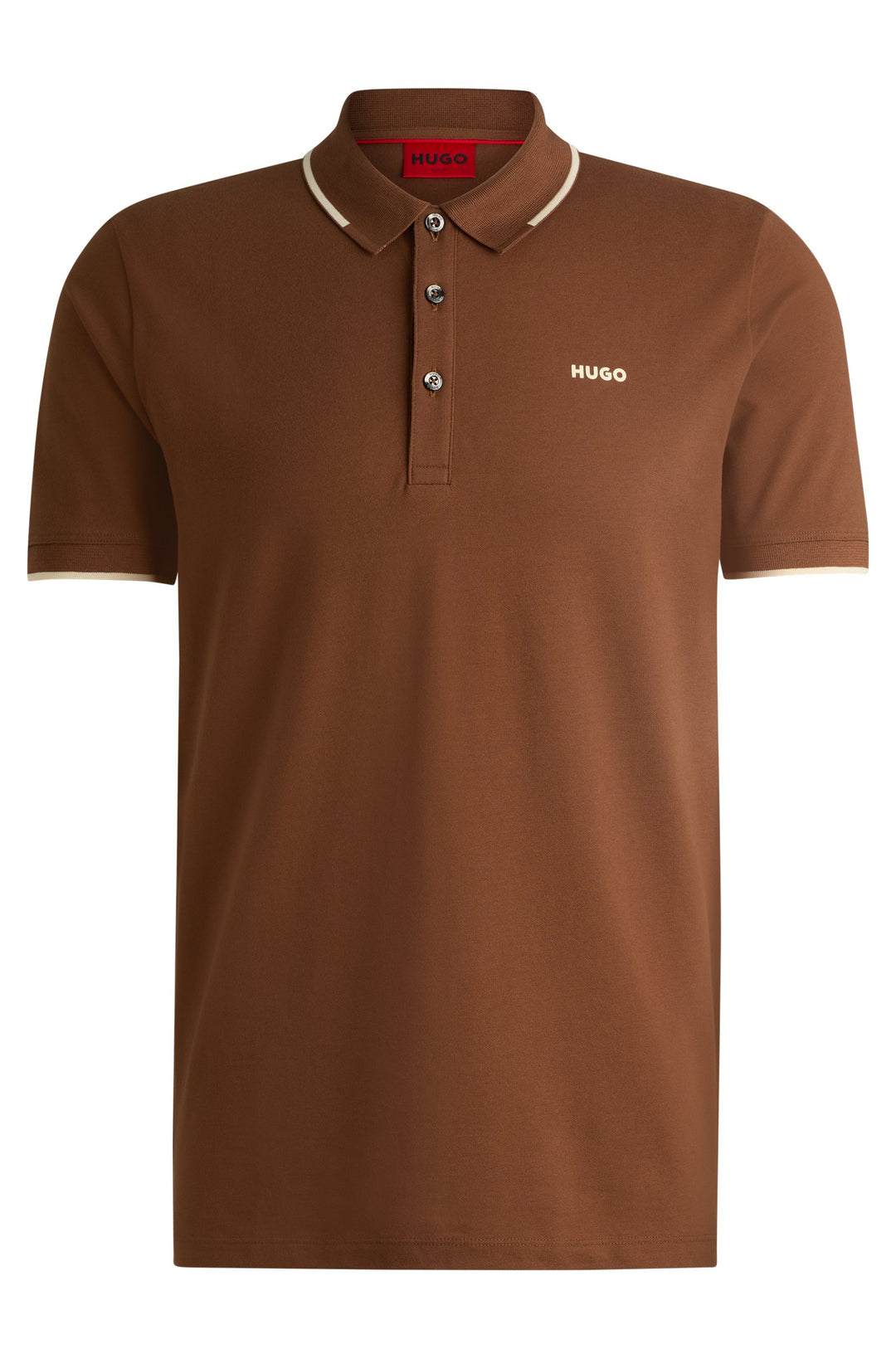 HUGO Polos Slim Fit in Cotton Mix - DINOSO222 10205383 01-50467344- Concorde Fashion#color_brown-212