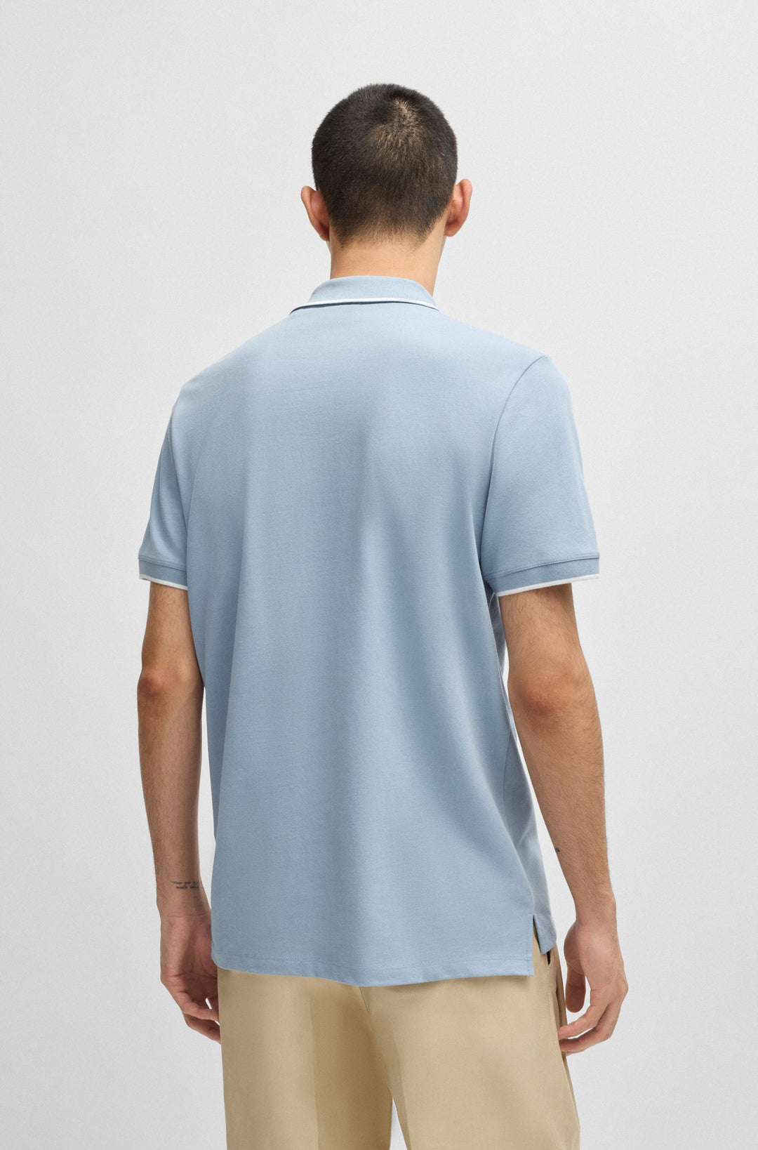HUGO Polos Slim Fit in Cotton Mix - DINOSO222 10205383 01-50467344- Concorde Fashion#color_blue-483