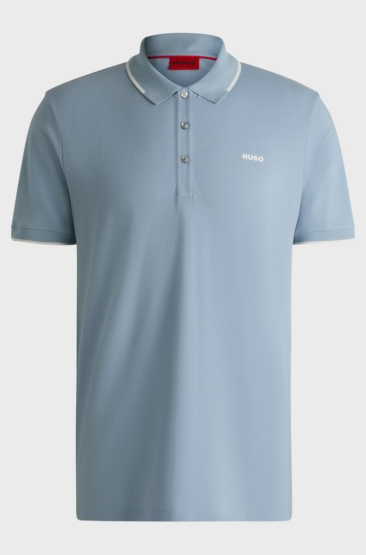 HUGO Polos Slim Fit in Cotton Mix - DINOSO222 10205383 01-50467344- Concorde Fashion#color_blue-483