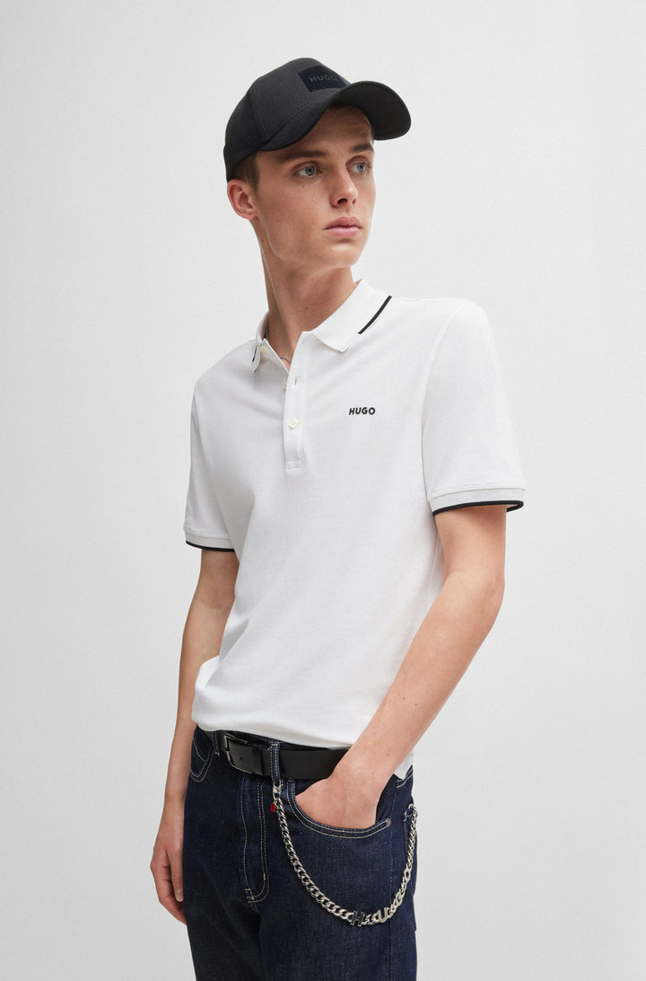 HUGO Polos Slim Fit in Cotton Mix - DINOSO222 10205383 01-50467344- Concorde Fashion#color_white-100