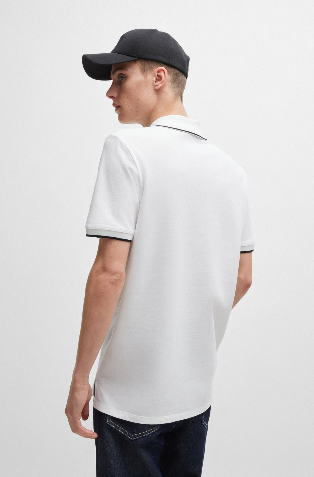 HUGO Polos Slim Fit in Cotton Mix - DINOSO222 10205383 01-50467344- Concorde Fashion#color_white-100
