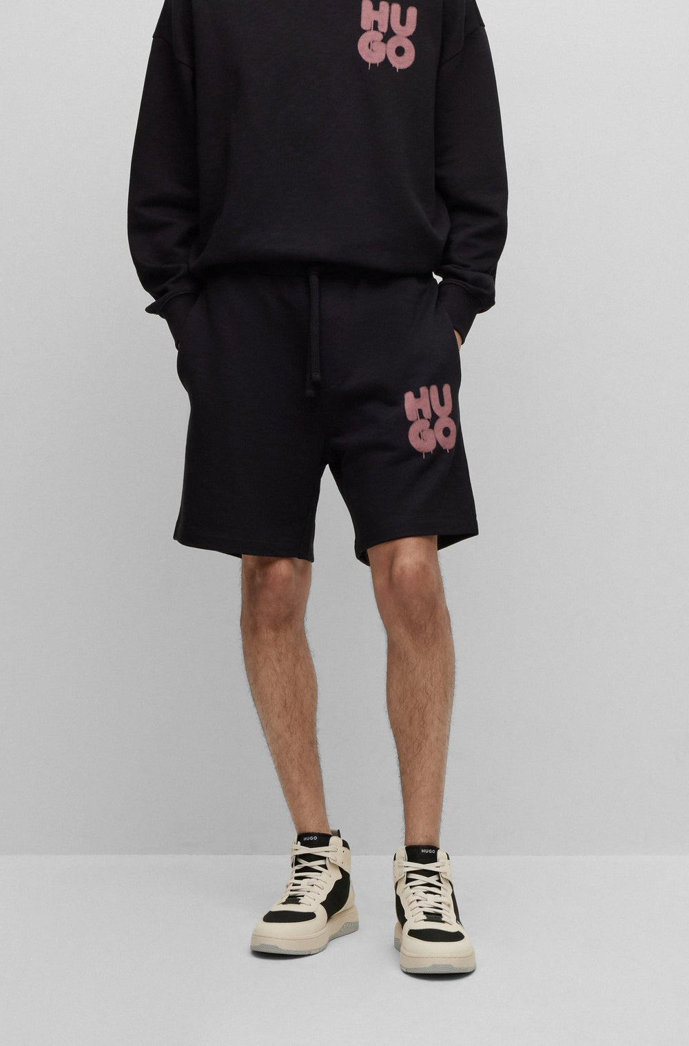 HUGO Regular Fit Shorts in Cotton - DOLIVAR 10208839 01-50487543- Concorde Fashion#color_black-001