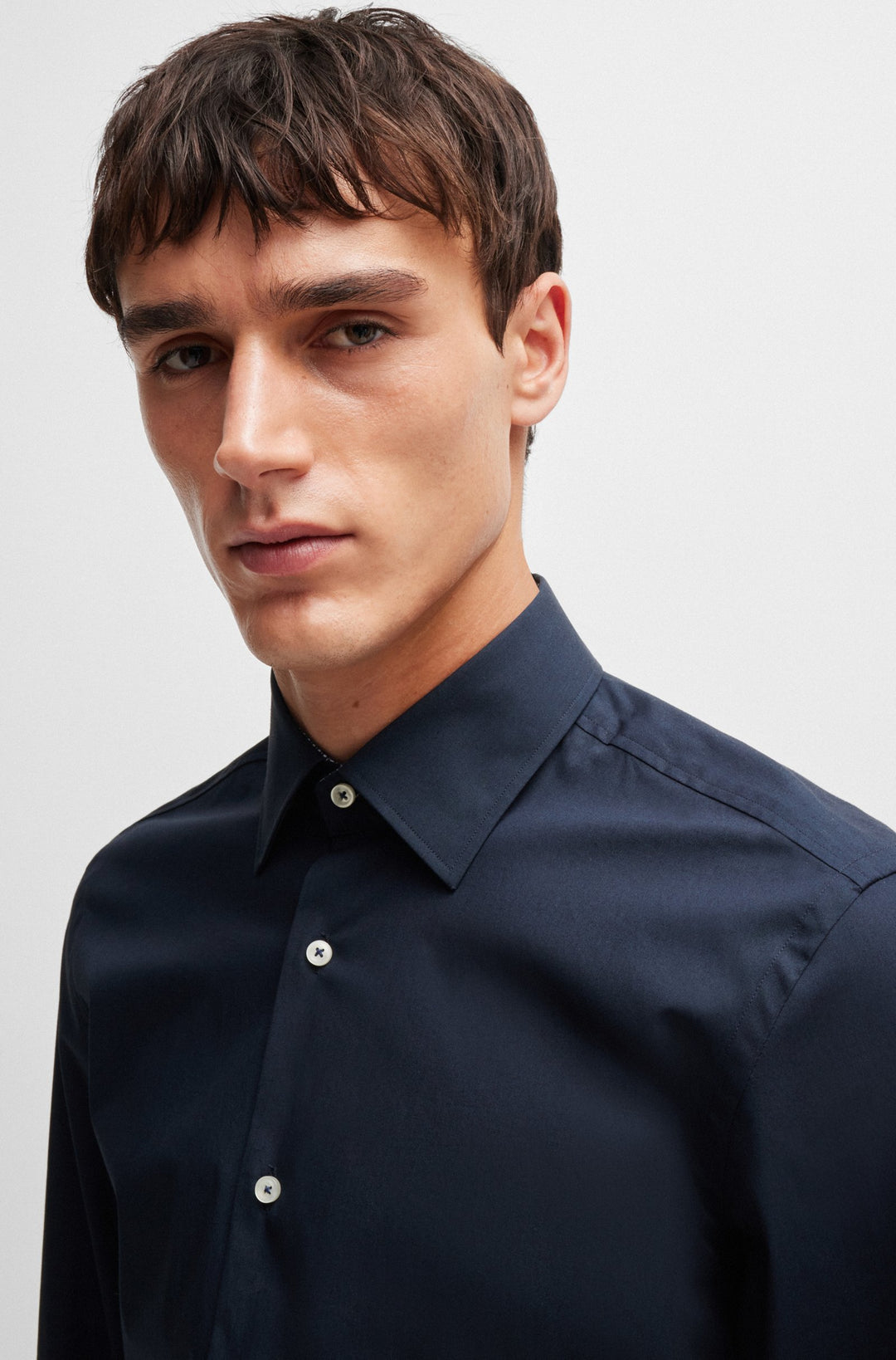 BOSS Formal Shirts Slim Fit in Cotton Mix - H-HANK-KENT-C3-214 10219212 01-50519859- Concorde Fashion#color_navy-404
