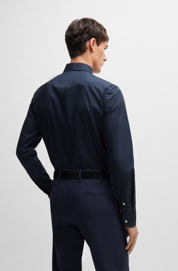 BOSS Formal Shirts Slim Fit in Cotton Mix - H-HANK-KENT-C3-214 10219212 01-50519859- Concorde Fashion#color_navy-404